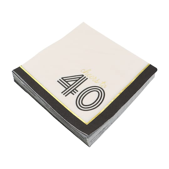 24 Packs: 20 ct. (480 total) Cheers to 40 Paper Beverage Napkins by Celebrate It™